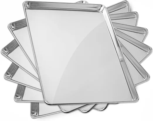 GRIDMANN 18" x 26" Commercial Grade Aluminum Cookie Sheet Baking Tray Pan Full Sheet - 6 Pans