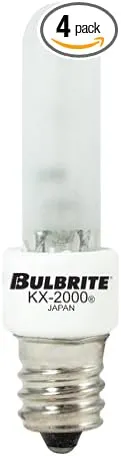 Bulbrite KX60FR/E12 60-Watt Dimmable KX-2000 Krypton/Xenon T3, Candelabra Base, Frost [4 Pack]