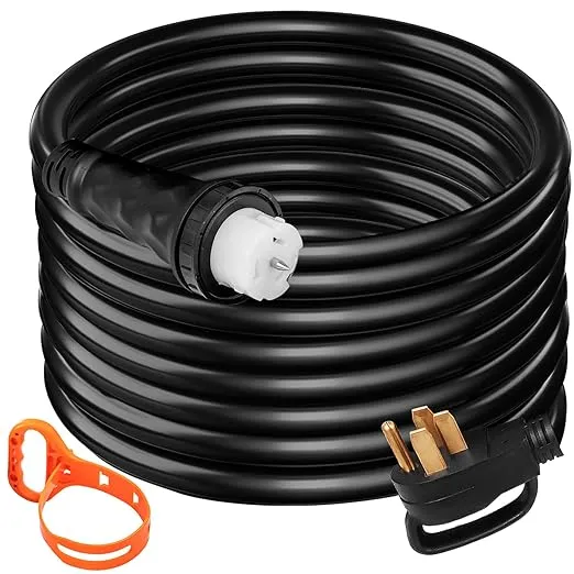 Vevor 75Ft 50 Amp Generator Extension Cord 4 Wire 8 Gauge Generator Cord 125V 250V Generator Power Cord N14-50P & SS2-50R & CS6364 Twist Lock Connectors : Everything Else