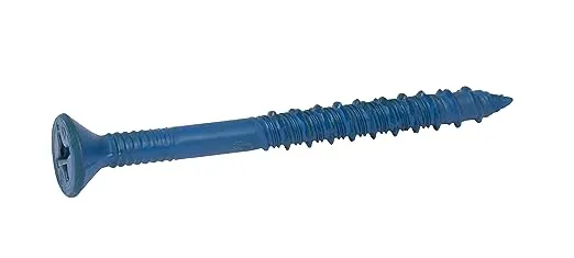 CONFAST 1/4" x 1-1/4" Blue Flat Phillips Concrete Screw Anchor with Drill Bit for Anchoring to Masonry, Block or Brick (100 per Box)