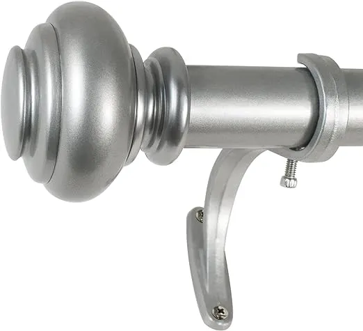 Decopolitan 278656836 1-Inch Urn Single Window Treatment Rod Set, 36 to 72-Inch, Antique Silver
