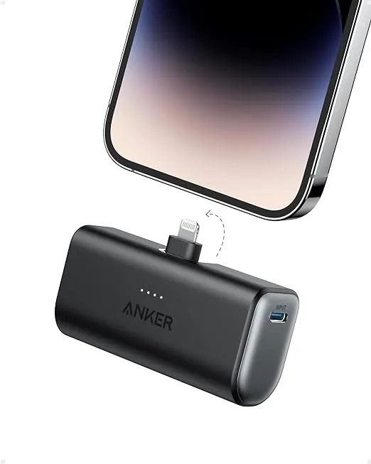 Anker Nano Power Bank with Built-in Lightning Connector, Portable Charger 5,000mAh MFi Certified 12W, Compatible with iPhone 14 / 14 Pro / 14 Plus / 14 Pro Max, iPhone 13 and 12 Series (Black)