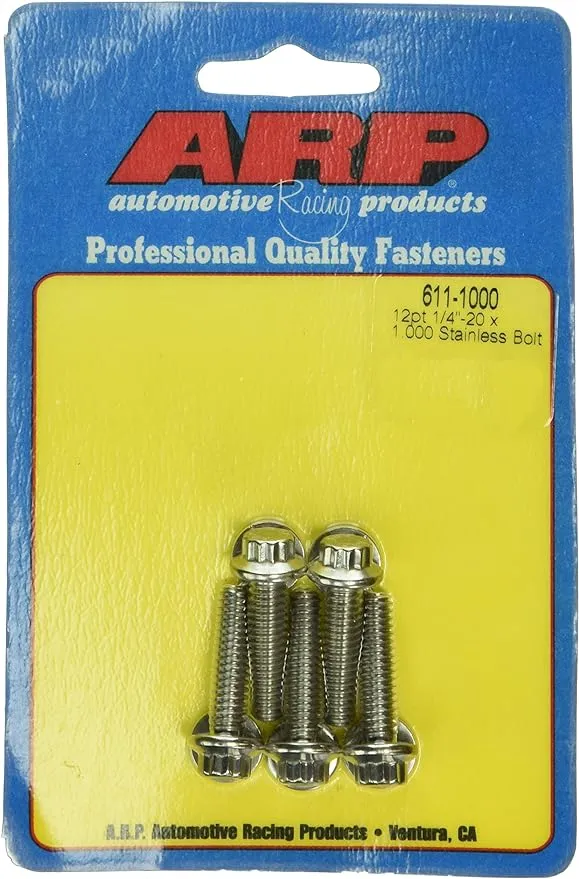 ARP 6111000 Stainless Steel 1/4-20 12-Point Bolts - Pack of 5