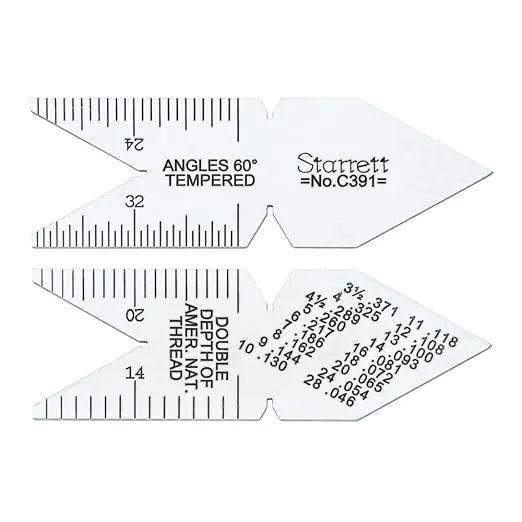 Starrett Center Gage - American Standard 60-Degree Threads, Durable Steel Construction, Accurate Thread Angle Measurements - C391