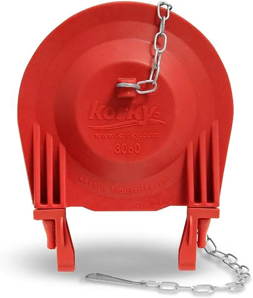 Korky 3060BP Universal Toilet Flapper Replaces Most Large 3-Inch Flappers - Long Lasting Rubber - Easy to Install - Made in USA, Red