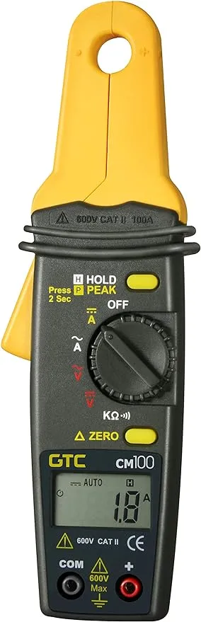 GTC CM100 1 mA to 100 Amps AC/DC Low Current Clamp Meter by General Technologies Corp