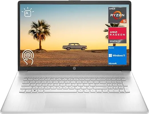 HP 2023 Newest 17 Laptop, 17.3" HD+ Touchscreen Display, AMD Ryzen 5 7530U Processor (Beats i7-1165G7), 32GB RAM, 1TB SSD, Wi-Fi 6, HDMI, Backlit KB, Webcam, Windows 11 Home, Silver, KKE Accessories