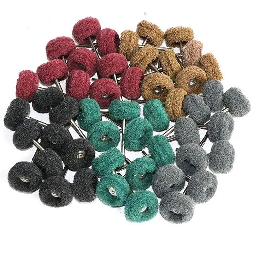 50PCS Abrasive Buffing Polishing Wheel Set for Rotary Tool,Mini scouring pad Brush Polishing kit, Removal of Rust,Deburring on Metal Surface,with 3mm Mandrel