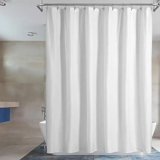 Barossa Design Waterproof Fabric Shower Curtain or Liner Microfiber - Soft Cloth & Hotel Quality, Machine Washable White Shower Curtain Liner for Bath Tub, 72x72 Inches