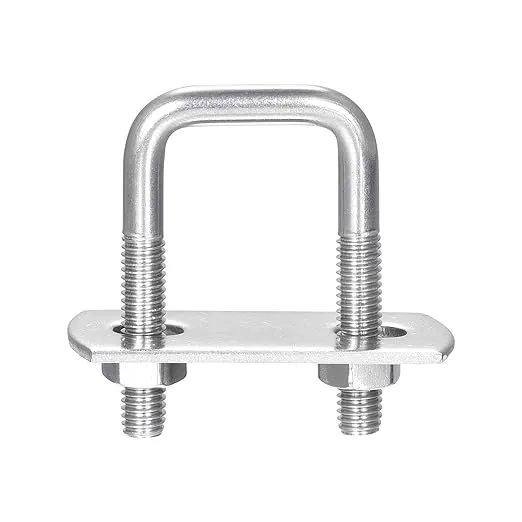 uxcell Square U-Bolts, 10 Sets 22mm(0.87") Inner Width 45mm Length M6 304 Stainless Steel U Clamp Bolt with Nuts and Plates, for Boat Trailer