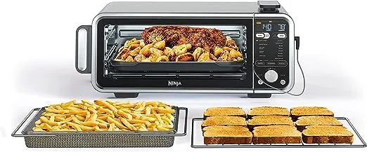 Ninja, Toaster Oven, Air Fryer, Thermometer, Toaster Oven Air Fryer Combo, Stainless Steel, Quick meals, Fries, Frozen Food, Air Fry, Dehydrate, Reheat, 13-in-1,Less Oil, Flip Away Oven, Foodi, SP351