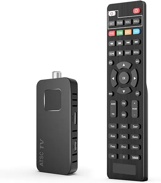 DCOLOR Digital Converter Box for TV [2024 Updated], ATSC TV Tuner [Hidden Behind TV], Watch & Record Free Over-The-Air Channels on TVs, Projectors with HDMI Output, DVR&EPG Ready, Learning Remote