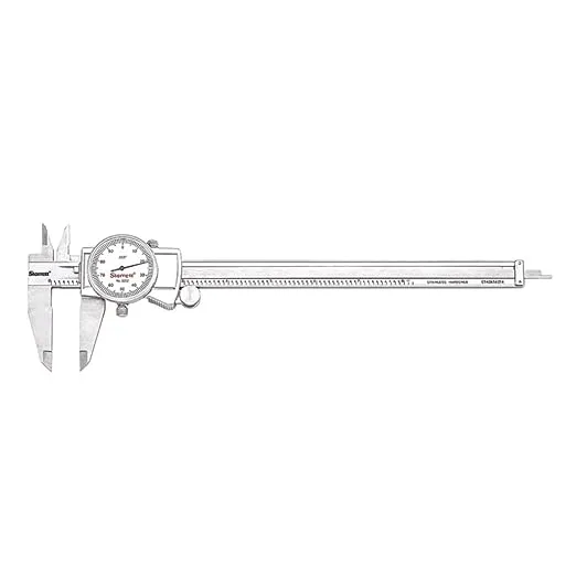 Starrett Dial Caliper with Adjustable Bezel and Fitted Case - White Face, 0-8" Range, +/-0.001" Accuracy, .001" Graduations - 3202-8