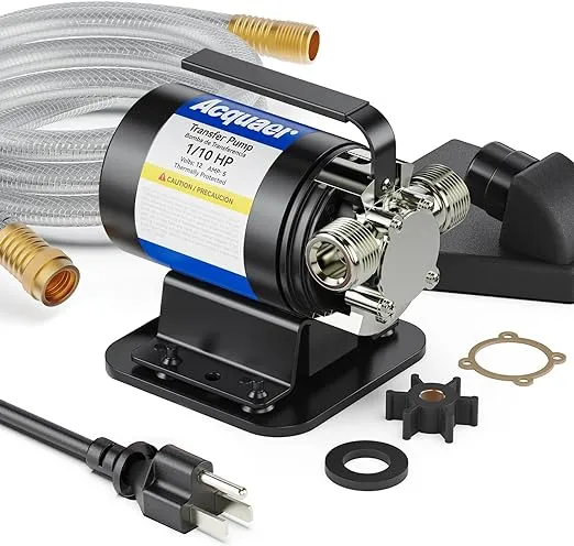 Acquaer Portable Electric Utility Water Transfer Pump 115V 1/10 HP with Suction Hose Kit, Low Suction Water Removal for Water Beds, Pools, Rain Barrel, Aquariums