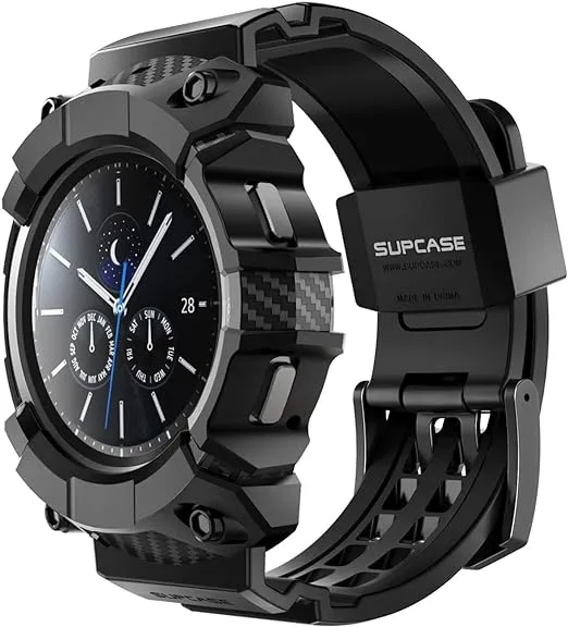 SUPCASE for Samsung Galaxy Watch 4 Classic Band with Case 46mm (Unicorn Beetle Pro), [Military-Grade Protection] Heavy Duty Cover with Adjustable Strap Band for Galaxy Watch 4 Classic, Black