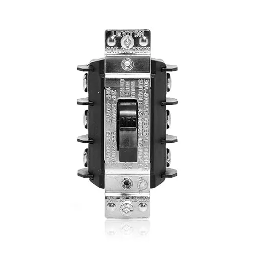 Leviton MS303-DS 30 Amp 600 Volt, Three-Pole, Three Phase AC Motor Starter, Suitable as Motor Disconnect, Toggle, Industrial Grade, Non-Grounding, Black
