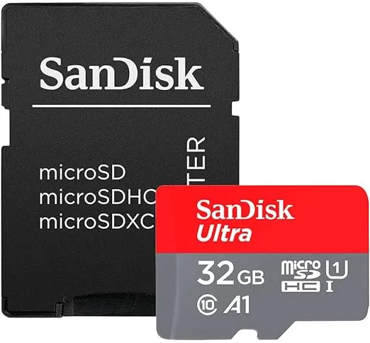 SanDisk 32GB Ultra microSDHC UHS-I Memory Card with Adapter - 98MB/s, C10, U1, Full HD, A1, Micro SD Card - SDSQUAR-032G-GN6MA