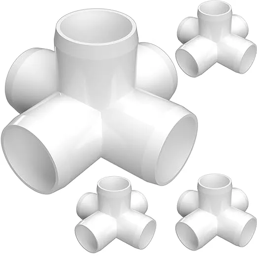 FORMUFIT 1" 5-Way Cross Furniture Grade PVC Fitting in White, Made in USA, UV-Resistant, Impact-Proof, 1.315" Actual Socket Diameter (Pack of 4) - F0015WC-WH-4