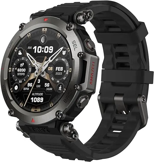 Amazfit T-Rex Ultra Smart Watch 47mm for Men, 20-Day Battery Life, 30m Freediving, Dual-Band GPS, Mud-Resistant, 100m Water-Resistant, Military-Grade Outdoor Sports Watch, for Android iPhone, Black