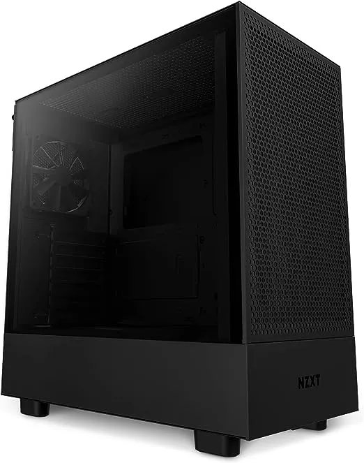 NZXT H5 Flow Compact ATX Mid-Tower PC Gaming Case – High Airflow Perforated Tempered Glass Front/Side Panel – Cable Management – 2 x 120mm Fans Included – 280mm Radiator Support – Black