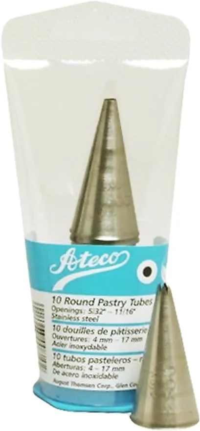 Ateco 830 - 10 Piece Star Tube Set, Stainless Steel Pastry Tips, Sizes 0 - 9