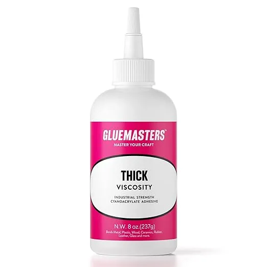 Professional Grade Cyanoacrylate (CA) Super Glue by GLUE MASTERS - Extra Large 8 OZ (226-gram) Bottle with Protective Cap - Thick Viscosity Adhesive for Plastic, Wood & DIY Crafts