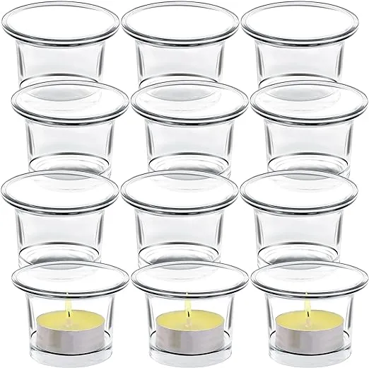 Tealight Candle Holder Set of 12,Glass Votive Candle Holders,Clear Tea Light Holders Bulk for Wedding Holiday Birthday Party Dinner & Home Decor