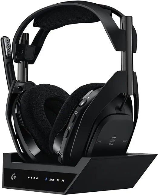 Logitech G Astro A50 X Omni-Platform Wireless Gaming Headset + Base Station for PS5, Xbox, PC: PLAYSYNC Video & Audio Switcher, HDMI 2.1 4K 120Hz VRR, <24 bit/48 kHz, 24hr Battery, 2.4GHz & BT - Black