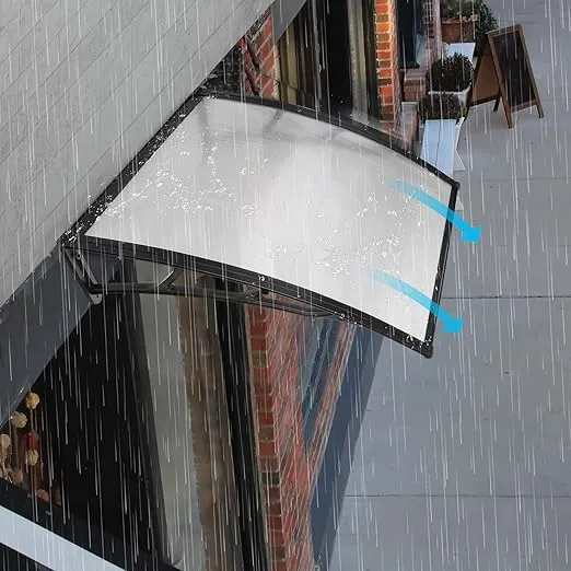 Yescom 40"x40" Door Window Awning Whole One-Piece Polycarbonate Anti-UV30+ Cover Front Door Outdoor Rain Snow Sunlight Protection Hollow Sheet Patio Yard Door White Board