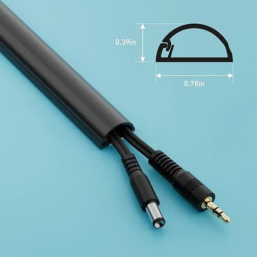 D-Line 157in Cord Hider Kit, Patented Cable Cover, Hide Wires on Wall, Channel for TV Mount Cords, Raceway Wire Hiders, Paintable, Adhesive, Half Round, 10x 0.78in W x 0.39in H x 15.7in L, Black