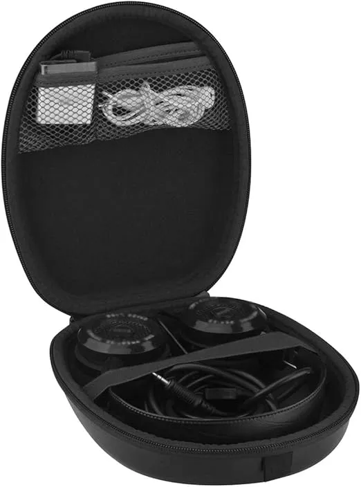 Geekria Shield Headphones Case Compatible with Grado SR325e, SR225x, SR125, SR80, SR60, RS2, RS1, PS2000e Case, Replacement Hard Shell Travel Carrying Bag with Cable Storage (Black)