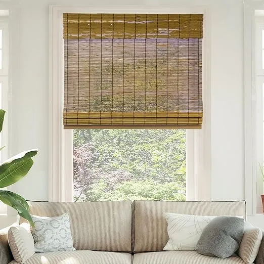CHICOLOGY Bamboo Roman Shades - Smart Choice Eco-Friendly Light Filtering Blinds for Windows, Premium Quality, Ideal for Home, Fox, 36"W X 64"H