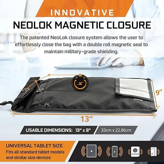 Mission Darkness NeoLok Window Faraday Bag for Tablets (+ Secure Magnetic Closure & Transparent Window) // Device Shielding for Law Enforcement & Military, Data Security, Anti-Hacking & Anti-Tracking