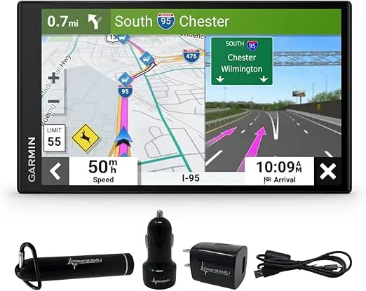 Wearable4U - Garmin DriveSmart 76, 7-inch Car GPS Navigator with Bright, Crisp High-Res Maps and Voice Assist with Power Pack Bundle