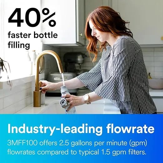 3M Aqua-Pure Under Sink Full Flow Drinking Replacement Water Filter 3MFF101, For Aqua-Pure System 3MFF100