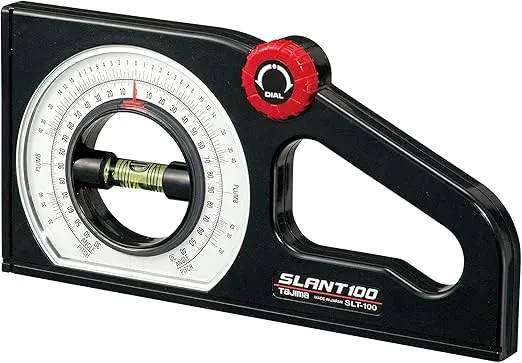 TAJIMA SLANT Angle Meter - Dual-Scale Rotary Pitch Finder with Thumb Dial & Easy-Read Vial - SLT-100