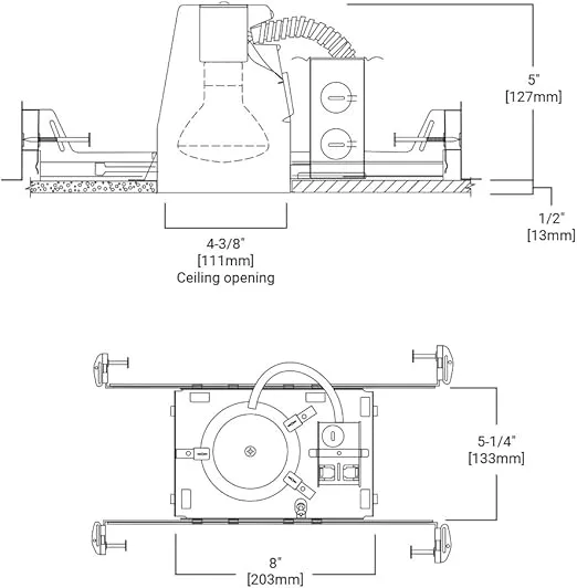 Halo H99TAT, 4" Housing Non-IC, Air-Tite Shallow Ceiling 120V Incandescent