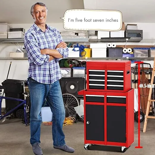Rolling Tool Box, Red+Black