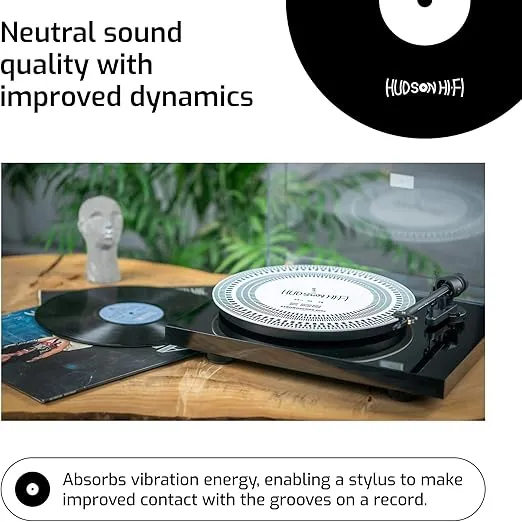 Hudson Hi-Fi Turntable Strobe Disc Stroboscope Mat. Tests 33-1-3 RPM, 45 RPMs. Made of 12" x 2mm Thick Rigid PVC - Corded Electric DC Motor Type - Compatible with All Turntables