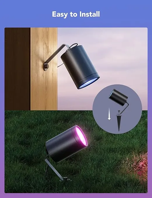 Govee Outdoor Spot Lights, IP65 Waterproof Uplight Spotlights, Christmas Decorations, WiFi 24V Low Voltage Landscape Lights Work with Alexa, RGBIC Color Changing Lights for Christmas, 2 Pack