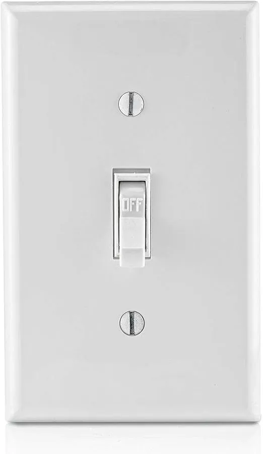Leviton 1451-2WM 15 Amp, 120 Volt, Toggle Framed Single-Pole Ac Quiet Switch, Residential Grade, Grounding, 10-Pack, White