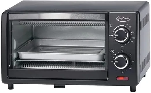 Betty Crocker Compact Toaster Oven, Pizza Oven with Toast & Bake, 2 Slice Toaster with Top & Bottom Heaters, Kitchen Countertop Oven