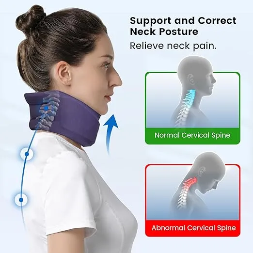 Velpeau Neck Brace for Neck Pain and Strong Support, Soft Cervical Collar for Sleeping Upright, Snoozing - Stabilizes & Relieves Pressure in Spine for Women & Men (Blue, S: 11-13.5" / 3.5" Depth)