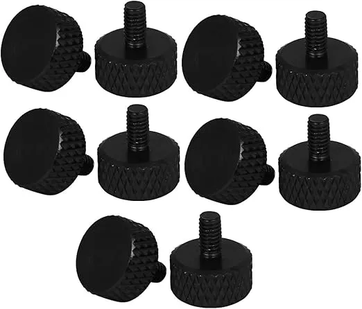 uxcell Graphics Card Metric M3.5-0.6x6mm Flat Head Knurled Thumb Screws Black 10pcs