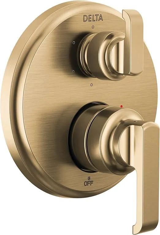 Delta Faucet Tetra 14 Series Gold 6-Setting Integrated Diverter Valve Trim Kit, Gold Diverter Valve Trim Kit, Shower Trim Kit, Lumicoat Champagne Bronze T24989-CZ-PR (Valve Not Included)