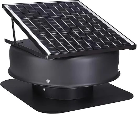 VEVOR Solar Attic Fan, 40 W, 1230 CFM Large Air Flow Solar Roof Vent Fan, Low Noise and Weatherproof with 110V Smart Adapter, Ideal for Home, Greenhouse, Garage, Shop, RV, FCC Listed