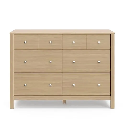 Storkcraft Horizon 6 Drawer Dresser (Driftwood) - GREENGUARD Gold Certified, 6 Drawer Dresser with Interlocking Drawer System, Dresser Drawer Organizer for Kids' Bedroom