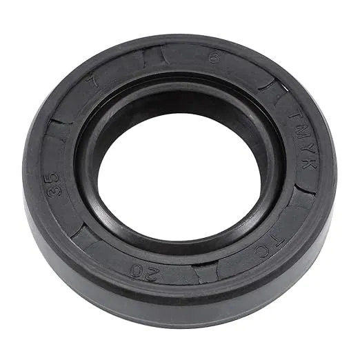 uxcell Oil Seal, TC 20mm x 35mm x 7mm Nitrile Rubber Cover Double Lip with Spring for Bearing Shaft, Black Pack of 1