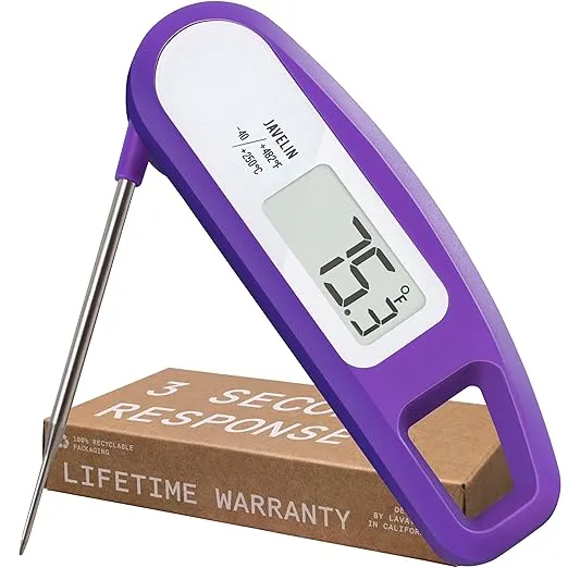 Lavatools Javelin® Ultra-Fast 2-Second Digital Instant Read Meat Thermometer for Grill and Cooking, 2.75" Probe, Compact Foldable Design, Large Display, IP65 Water Resistant, NSF Certified – Ube