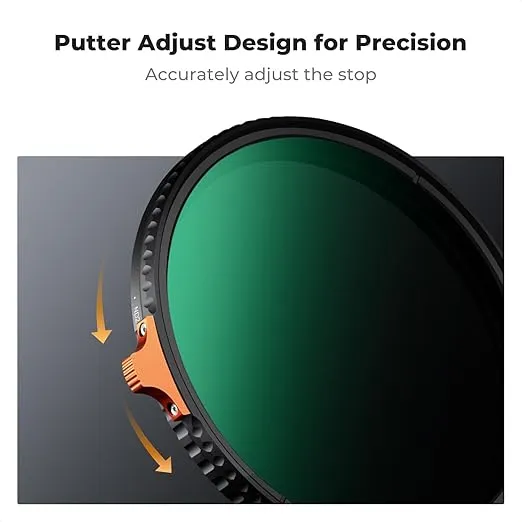 K&F Concept 58mm Variable ND Filter ND2-ND400 (1-9 Stops) with Putter HD 28 Multi-Layer Coatings Import AGC Glass Adjustable Neutral Density Filter for Camera Lens